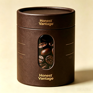 Custom Logo Tea Coffee Bean Cylinder Packaging With Gold <b>Foil</b> Logo And Clear <b>Window</b> Recyclable Paper Tube - Product Image 2