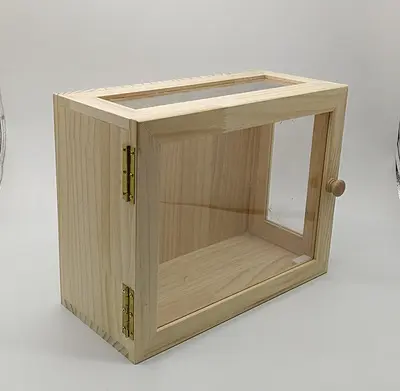 Незаконченный деревянный ящик для хранения с прозрачной акриловой раздвижной крышкой деревянный ремесленный теневой ящик дисплей