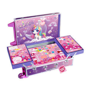 Nouveau modèle 2026 : Coffret de maquillage tout-en-un pour enfants avec <span class=keywords><strong>valise</strong></span> double couche – Kit de cosmétiques pour petites filles (ombres à paupières, rouge à lèvres) – Boîte cadeau - Product Image 2