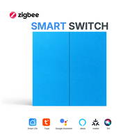 Interrupteur intelligent Zigbee bleu avec panneau en aluminium aéronautique 1/2/3/4/6 gangs, prise en charge du fil neutre et du fil sous tension, automatisation de la maison intelligente, indice de protection IP20, commande vocale