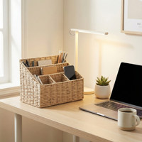 Cesto Organizador de Mesa em Papel Trançado Artesanal com 5 Compartimentos e Múltiplas Seções para Armazenamento Moderno em Bancadas e Penteadeiras - Atacado