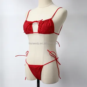 S612 recién llegados Sexy Girls Rhinestone Crystal Mini Bikini Sexy mujer traje de baño para fiesta en la playa