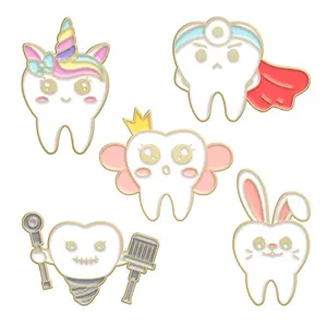 Oral Health Fun Dental Implant Pin Enamel Custom Tooth Fairy Brooches Dentist Lapel Badges Enamel Pins