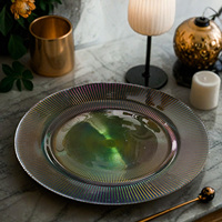 Assiette de Présentation en Verre Cristallin Anti-Radiation, Style Classique, pour Fêtes, Restaurants, Décoration de Table et Événements Festifs (Vente en Gros)