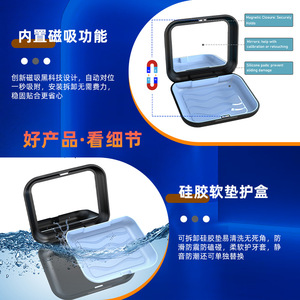 Portable square braces case with <b>mirror</b>, dustproof, easy to clean, cross-border orthodontic retainer and denture storage <b>box</b>. - Product Image 3