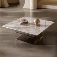 Table basse minimaliste en acrylique, style luxe léger, design moderne pour salon, table basse carrée en marbre au design raffiné