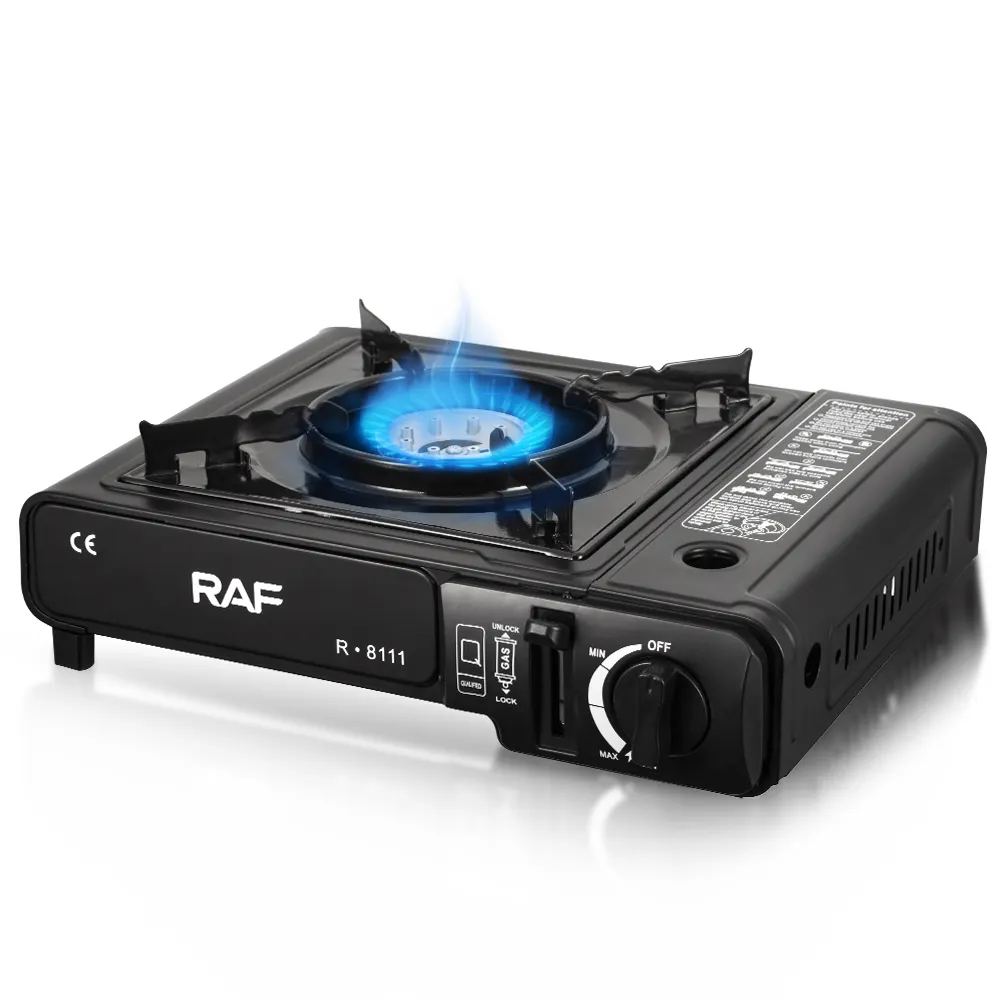 RAF Black Portable Camping Cooker Classic Kitchen Electric Single Burner Propane Gas Stove Butane Stove With Carry Case