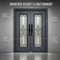 Fabricant de portes d'entrée en aluminium sur mesure, usine directe, porte d'entrée en aluminium coulé, vente en gros OEM pour villas et maisons