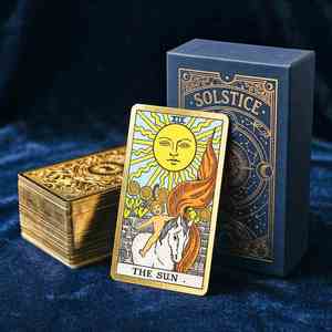 Cartes de Tarot FX Classic Rider Waite, impression avec feuille d'argent bleu profond, boîte Oracle, jeu de cartes de Tarot de luxe à bords dorés, vente en gros, directement de l'usine - Product Image 1
