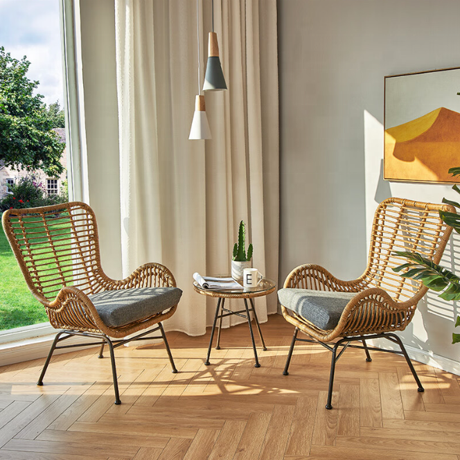 XY Best PVC Wicker Woven Armchairs Aluminum/Iron Frame White