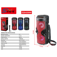 SING-E ZQS9024WX Haut-parleur portable Bluetooth d'extérieur de 4 pouces avec micro, plusieurs couleurs disponibles, batterie intégrée et subwoofer haute puissance