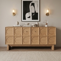 Meuble TV FERLY moderne de luxe en bois massif, console multimédia, centre de divertissement de taille moyenne avec poignées en laiton, unité sur mesure pour villa