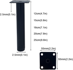 Patas de Muebles Ajustables de <span class=keywords><strong>Metal</strong></span>, Forma Recta, 6 Pulgadas, Negras, para Sofá y Cama, con Ajuste de 10 mm - Product Image 5
