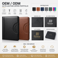 Porte-documents A4 en cuir en stock, vente en gros usine, avec poignée intégrée et organisateur zippé pour cadres, réunions et bureau