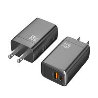 Adaptateur secteur 65W GaN US EU UK Plug | Chargeur mural de voyage à charge rapide à double port TYPE-C USB-A