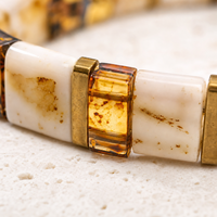 Pulseras de Cuentas Go2boho, Cuentas Geométricas de Vidrio Blanco, Chapado en Oro de 18K, Joyería de Moda para Mujer