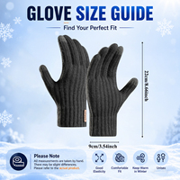 Gants en tricot acrylique doux en gros pour homme, épais, chauds, à doigts complets, extensibles et côtelés, pour sports décontractés en extérieur et hiver