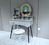 Coiffeuse simple et moderne avec éclairage LED et plateau en pierre pour petites maisons