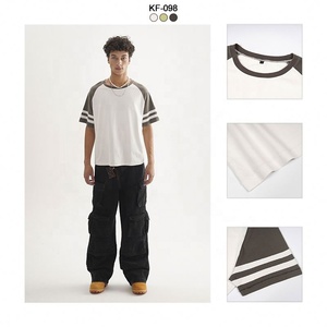 เสื้อยืดลำลองแขนแร็กแลน200Gsm ้ำหนักเบาสำหรับผู้ชายเสื้อยืดผ้าฝ้าย100% ไซส์ใหญ่พิเศษพิมพ์โลโก้ได้ตามต้องการ - Product Image 2