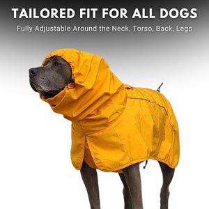 Dog <strong>Raincoat</strong> for Boys Premium <strong>Nylon</strong> Mesh Modern Waterproof Windproof Reflective Breathable Full-Body Coverage Mustard Yellow - Product Image 4