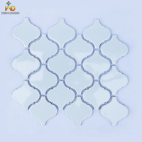 Mosaïque en céramique arabe blanche brillante, mosaïque en forme de lanterne blanche, panneau décoratif pour crédence de cuisine, mur de salle de bain
