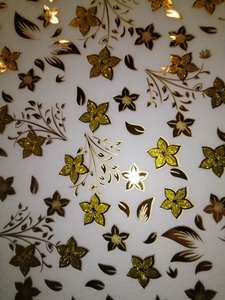 لوحة جدارية زجاجية من التيتانيوم الذهبي تصميم زهرة الثلج قطع زجاجية للحمام ورشة عمل شقة قاعة الديكور - Product Image 3