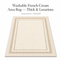 Tapis lavable sans rinçage pour salon, canapé et chambre à coucher, style crème français luxueux et épais