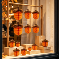 Boules en papier pliables en forme de gland et de nid d'abeille, décorations suspendues pour l'automne, Thanksgiving, la fête de la récolte, la maison, les murs et les plafonds
