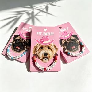Western Style Alphabet Beaded Pet Collar American Retro <b>Dog</b> Decor Necklace Adjustable Pet Jewelry For Medium <b>Dogs</b> - Product Image 4