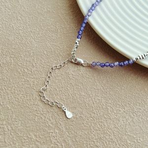 Dylam Dainty Charm Rhodium Plated S925 Silver Colorful <b>Bead</b> Beaded Natural Amethyst Women Jewelry Beaded <b>Necklaces</b> - Product Image 5