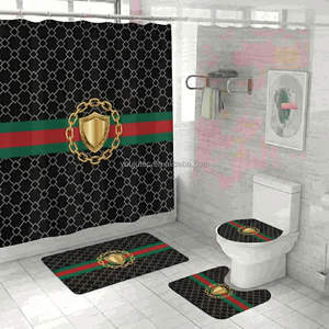 Juego de Baño de Lujo de 4 Piezas, Cortina de Ducha de Poliéster Impermeable de 72x72 Pulgadas, 12 Ganchos, Tapete de Baño Antideslizante, Tamaño Personalizado, Logotipo OEM - Product Image 1