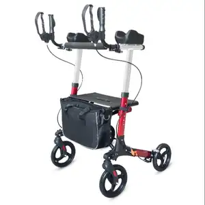Trending Products 2024 New Arrivals Adjustable Padded Armrests Upright Rollator Walker Stand Up Rolling Walker With Seat