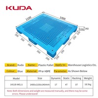 Palette en plastique industrielle KUDA 1411B-WGJJ, grande palette en plastique pour entrepôt, plateforme de transport de marchandises résistante à l'humidité, 1400x1100x140mm
