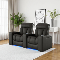 Sièges de cinéma professionnels 4, 3 et 2 places, canapé motorisé avec station de charge, porte-gobelets intégrés et éclairage d'ambiance LED