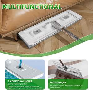 Serpillère plate pour le nettoyage domestique, outils de nettoyage, serpillère à poussière en microfibre avec seau - Product Image 3