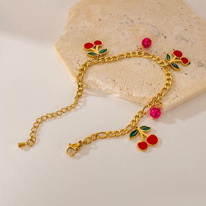 BASQUESUN Usine En Gros Personnalisé Version Coréenne Nouveau Acier Inoxydable Goutte <span class=keywords><strong>Gomme</strong></span> Cerise Ins Style Niche Design Bracelet Femme - Product Image 4