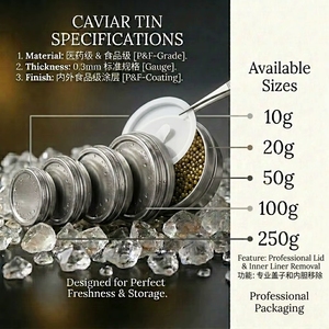 Boîte en métal ronde sans soudure minimaliste en argent et or pour <span class=keywords><strong>caviar</strong></span> de <span class=keywords><strong>Beluga</strong></span> Ossetra - Product Image 2