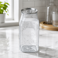 EN STOCK – Nouveau style – Bouteille transparente en PET de 500 ml (16 oz) avec couvercle à anneau facile à ouvrir pour boissons gazeuses et café
