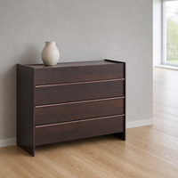 Buffet moderne minimaliste en placage de bois fumé, armoire de salle à manger laquée haute brillance avec poignée en alliage de zinc, meuble de maison