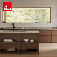 Meuble de cuisine Alland haut de gamme, design minimaliste scandinave, chêne foncé, porte de meuble encastrée, facile à assembler