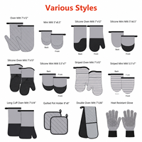 Lot de gants de four matelassés bleu marine résistants à la chaleur en coton pour la cuisine et la pâtisserie, motif losanges imprimé, personnalisable OEM