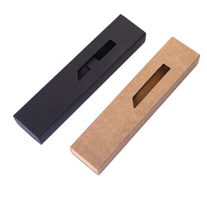Stationery Packaging Black Window Luxury Pen Box Kraft Pen Paper Box Hot Stamping Logo Gift Pen With box