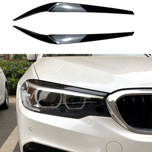 Bmw 5 Series G30 Headlight Eyebrow Decal Piano Black Carbon Fiber Texture Adhesive Body Stickers For 2017-2020 - Product Image 1