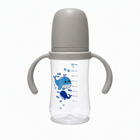 Biberon pour bébé de 250 ml en PP et silicone sans BPA, motif dessin animé, avec débit variable pour 0-12 mois, vente en gros
