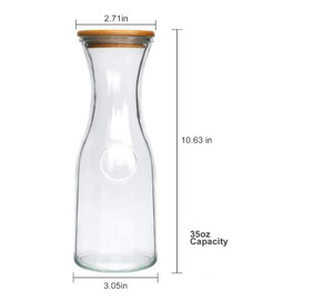 <span class=keywords><strong>Carafe</strong></span> en verre de 35oz avec couvercle en bois, adapté au thé aux fruits et à l'<span class=keywords><strong>eau</strong></span> potable - Product Image 2