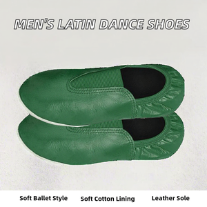 Zapatos de Jazz Baifa Dancin Verdes de Cuero Genuino para Hombre, Zapatillas de Baile Suaves, Cuero Original de Alta Calidad, MOQ Bajo, OEM, ODM, DDP - Product Image 2