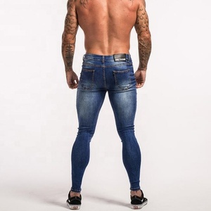 Leggings Personalizados de Cintura Baja y Largo Completo, Jeans Azules para Hombre con Tejido Regular - Product Image 4