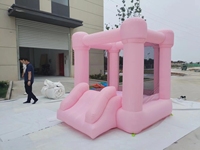 Vente flash - Mini château gonflable rose avec filet de sécurité