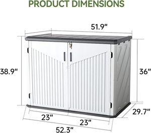 752L/198 gallone grande rimessaggio da giardino in resina plastica con scatola staccabile scatola per attrezzi da giardino esterna - Product Image 2