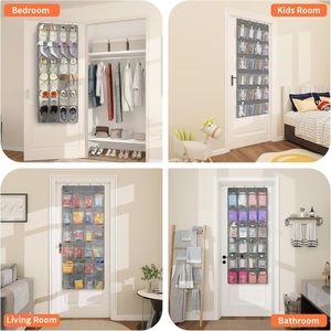 24 Pockets Over The Door <b>Shoe</b> Organizer Hanging Mesh <b>Storage</b> For Closet <b>Space</b> <b>Saving</b> <b>Shoe</b> Rack - Product Image 5